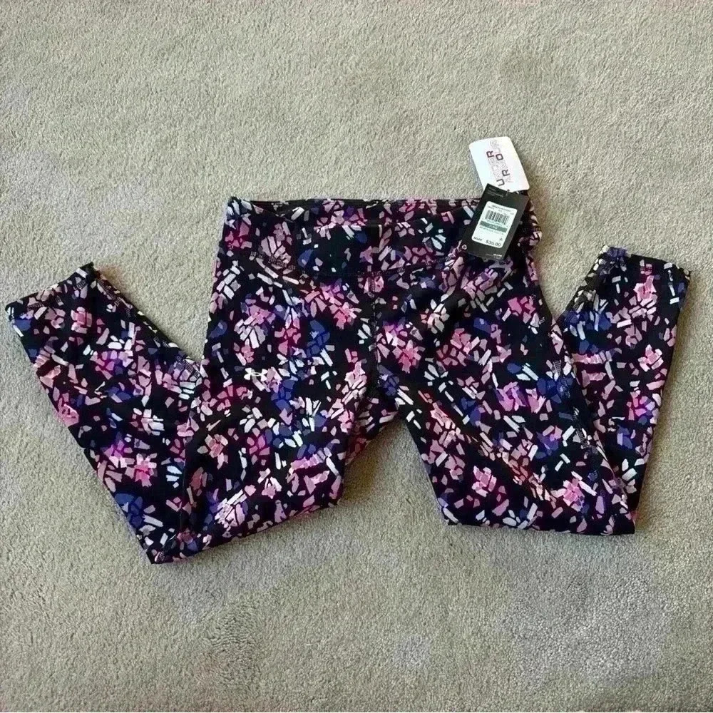 NWTGirls' Under Armour Size Youth Large (YLG) Fitted Printed Ankle Crop Leggings